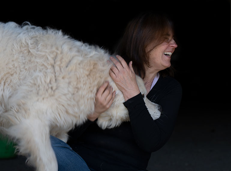 Lori Ackerman with maremma dog